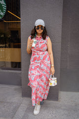 TROPICAL PRINT MAXI DRESS