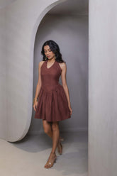 Mocha Halter Mini Dress
