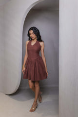 Mocha Halter Mini Dress