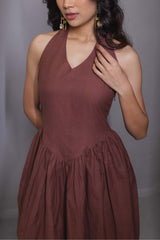 Mocha Halter Mini Dress