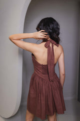 Mocha Halter Mini Dress