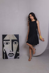 Black Pleated Mini Dress