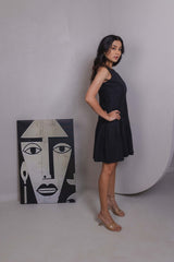 Black Pleated Mini Dress