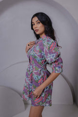 Tropical Shirt Mini Dress