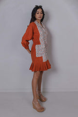 Rust Floral Collar Shirt Dress