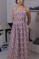 Purple Tieback Midi Dress
