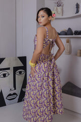 Purple Tieback Midi Dress