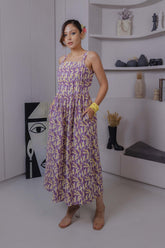 Purple Tieback Midi Dress