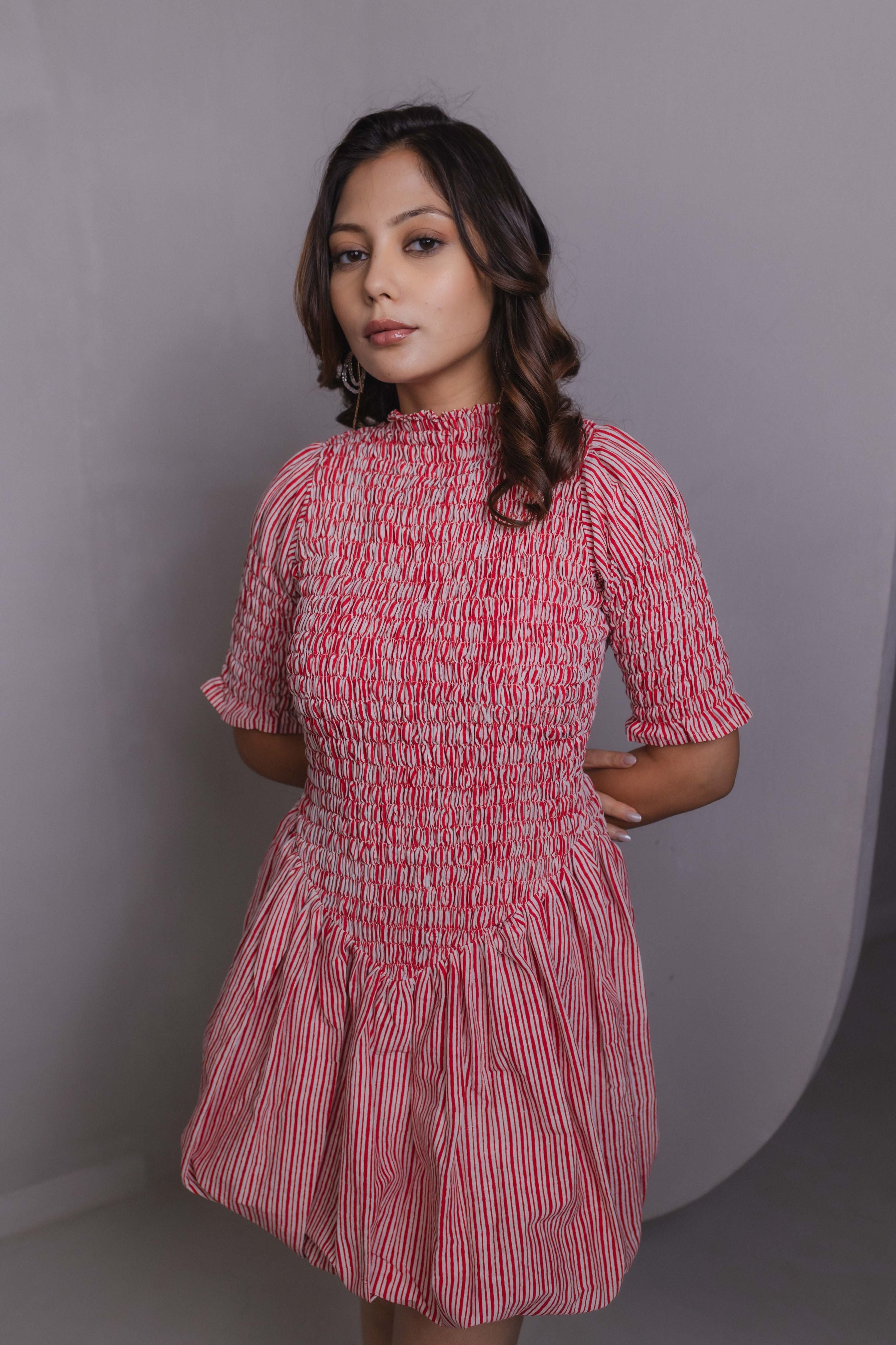 Candy Stripe Smocked Mini Dress
