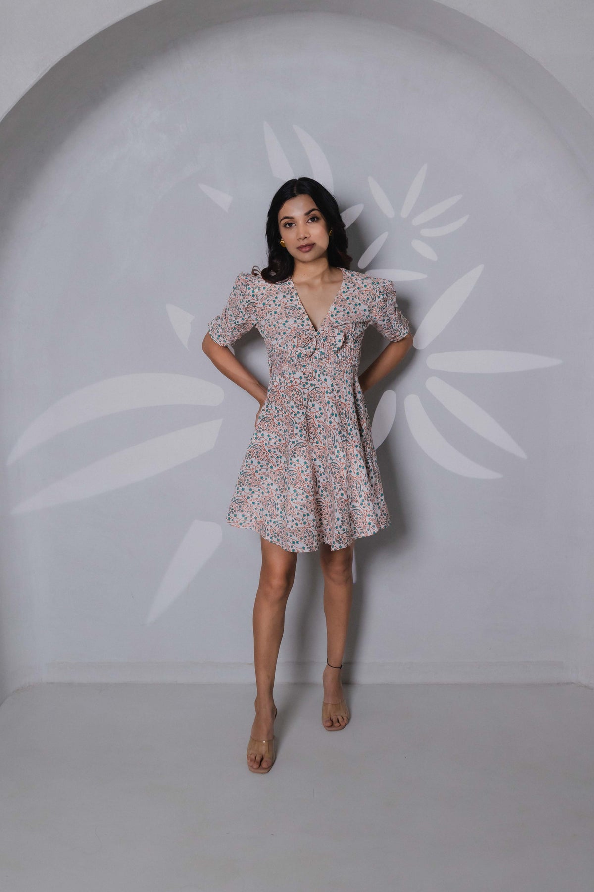 Peach Smocked Mini Dress